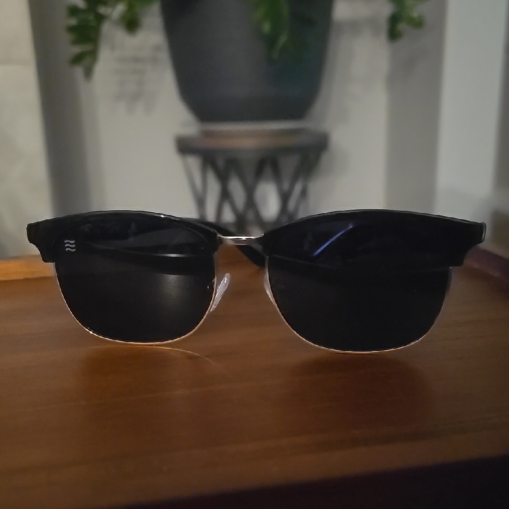 Sleek Black Half-Rim Sunglasses